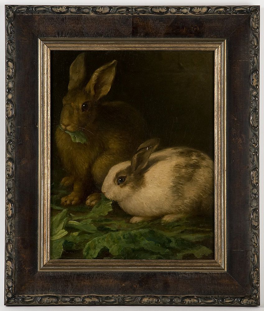 19th C. Oil On Canvas of Rabbits 19th C. Oil On Canvas of Rabbits