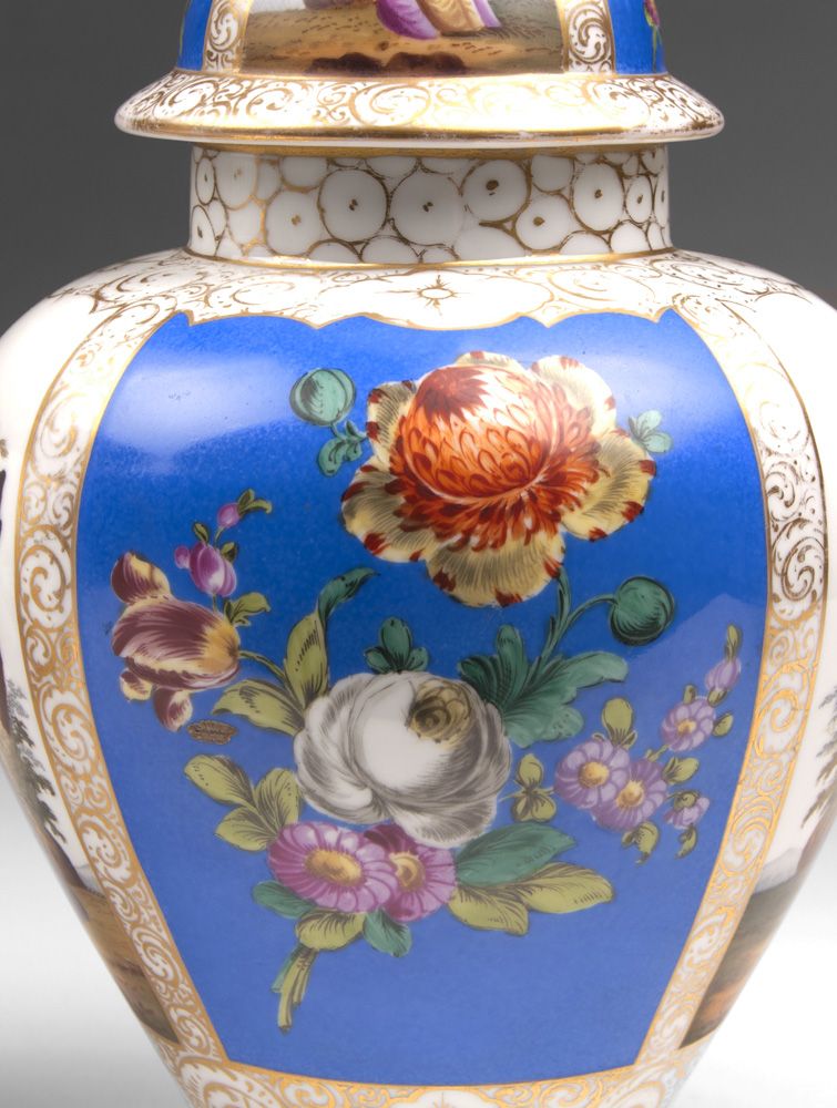 Pair of 19th C. Dresden Helena Wolfsohn Ginger Jars Pair of 19th C. Dresden Helena Wolfsohn Ginger Jars
