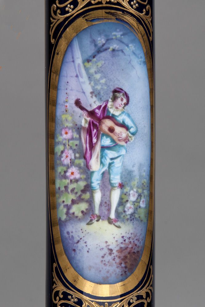19th C. Paris Porcelain Sevres Style Painted Banquet Lamp 19th C. Paris Porcelain Sevres Style Painted Banquet Lamp