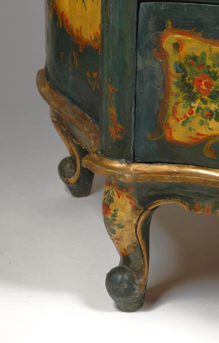 Painted Venetian Commode, Rococo Style, Teal & Ochre Reserves Painted Venetian Commode, Rococo Style, Teal & Ochre Reserves