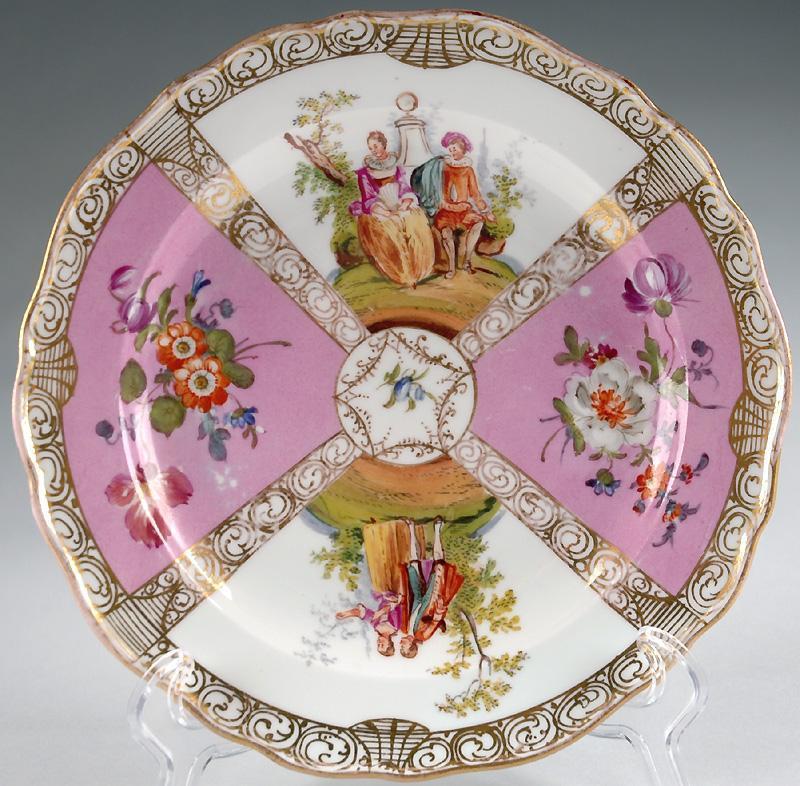 Set of 4 Quatrefoil Decorated Meissen Style Plates Set of 4 Quatrefoil Decorated Meissen Style Plates