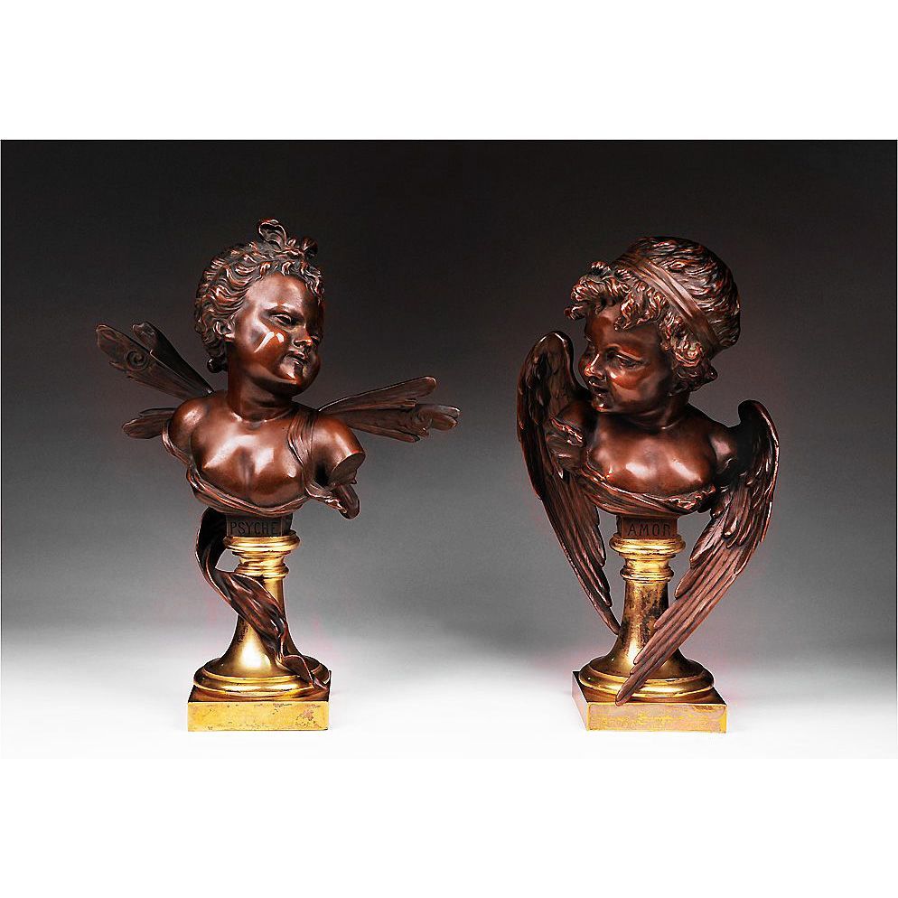Pair of 19th C. Bronze Busts by Ruffino Ruff. Besserdich Pair of 19th C. Bronze Busts by Ruffino Ruff. Besserdich