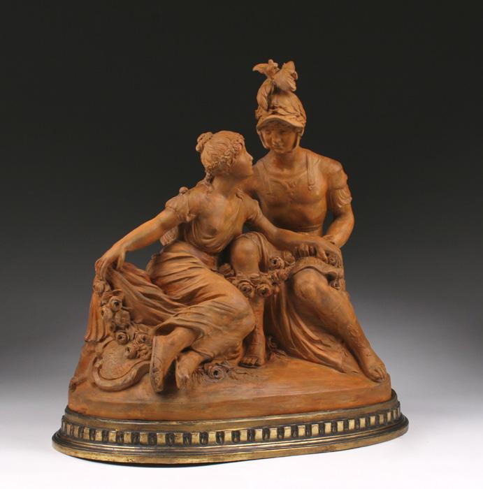 18th Century French Terracotta Sculpture of Achilles and Polyxena 18th Century French Terracotta Sculpture of Achilles and Polyxena