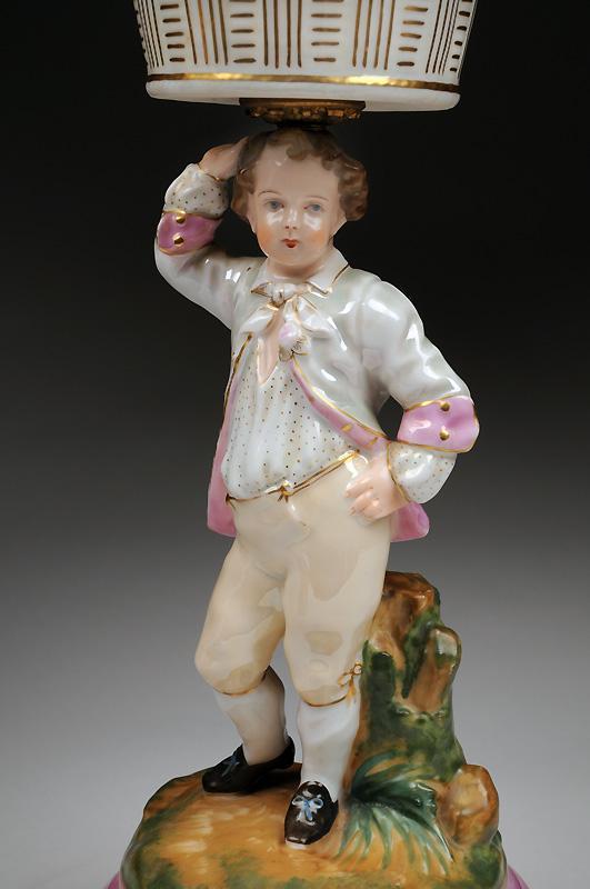 Pr. Paris Porcelain Gillet & Brianchon Figural Compotes Pr. Paris Porcelain Gillet & Brianchon Figural Compotes