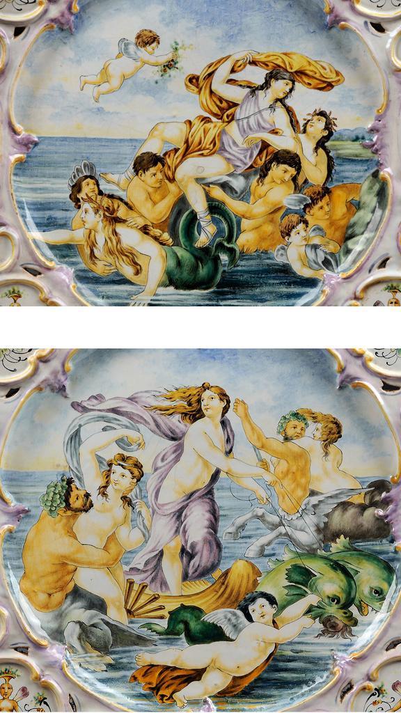 Pr. Vintage Hand Painted Majolica Wall Chargers Pr. Vintage Hand Painted Majolica Wall Chargers