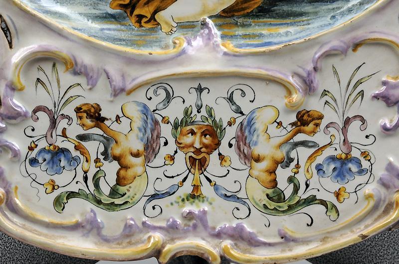 Pr. Vintage Hand Painted Majolica Wall Chargers Pr. Vintage Hand Painted Majolica Wall Chargers