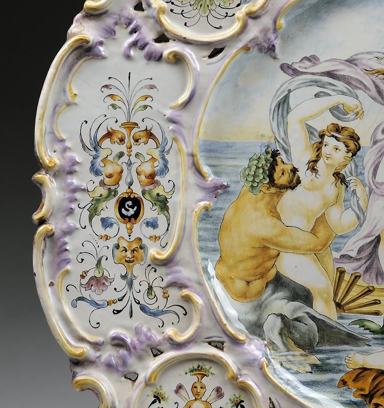 Pr. Vintage Hand Painted Majolica Wall Chargers Pr. Vintage Hand Painted Majolica Wall Chargers