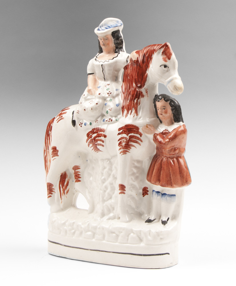 Staffordshire Figure Of Royal Children On Horse, 1860 Staffordshire Figure Of Royal Children On Horse, 1860