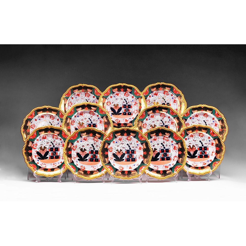 Set of 12 Imari Copeland Spode Plates, Davis Collamore & Co. Set of 12 Imari Copeland Spode Plates, Davis Collamore & Co.