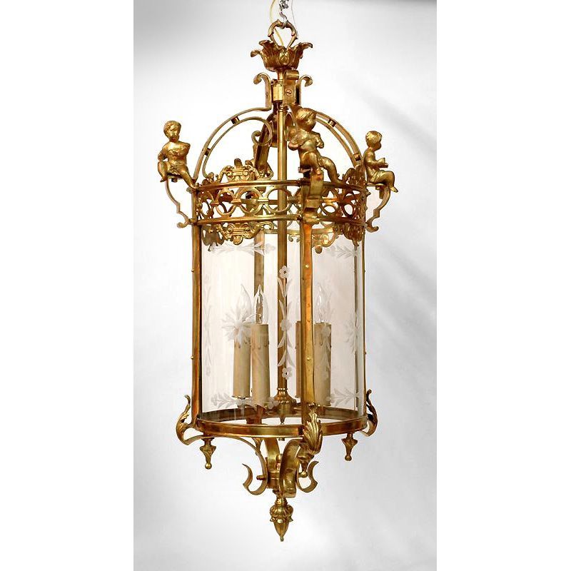 19th C. French Crystal And Bronze Hall Lantern 19th C. French Crystal And Bronze Hall Lantern