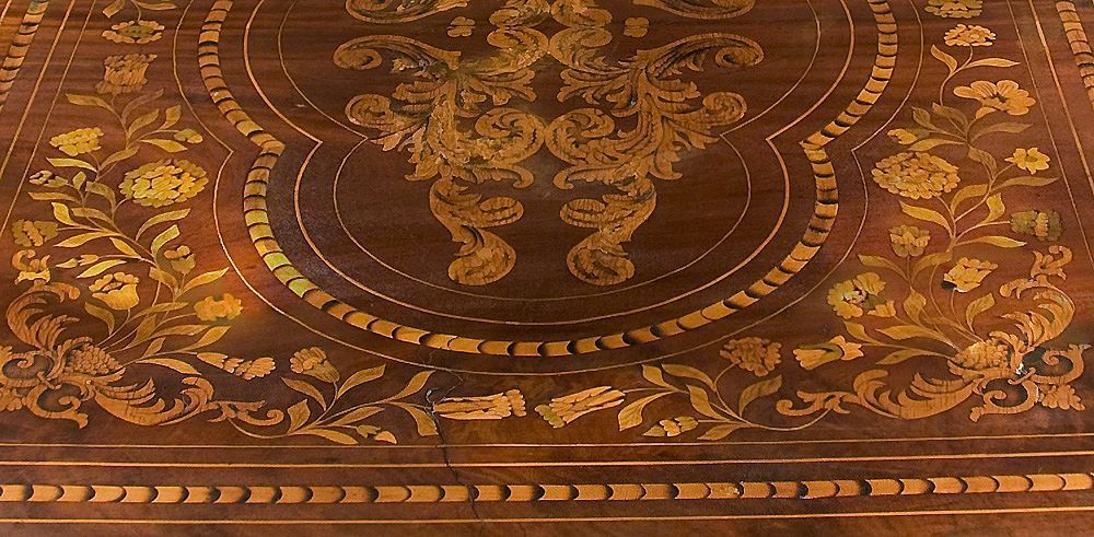 American Empire Dutch Marquetry Style Breakfast or Center Table American Empire Dutch Marquetry Style Breakfast or Center Table