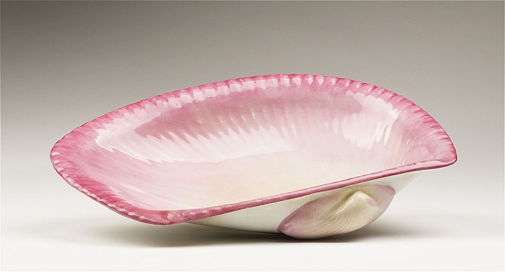 1870, English Pearlware Nautilus Shell Compote and Bowl 1870, English Pearlware Nautilus Shell Compote and Bowl