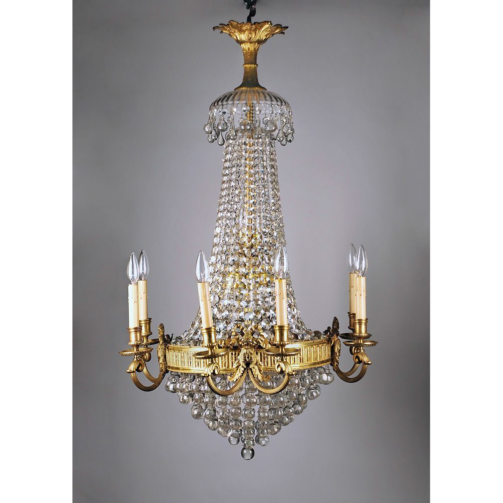 14 Light French Crystal and Bronze Tiered Chandelier 14 Light French Crystal and Bronze Tiered Chandelier