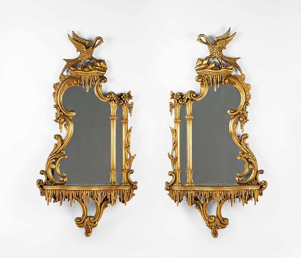 Pr. of Late 19th C. George III Style Wall Mirrors With Shelves Pr. of Late 19th C. George III Style Wall Mirrors With Shelves