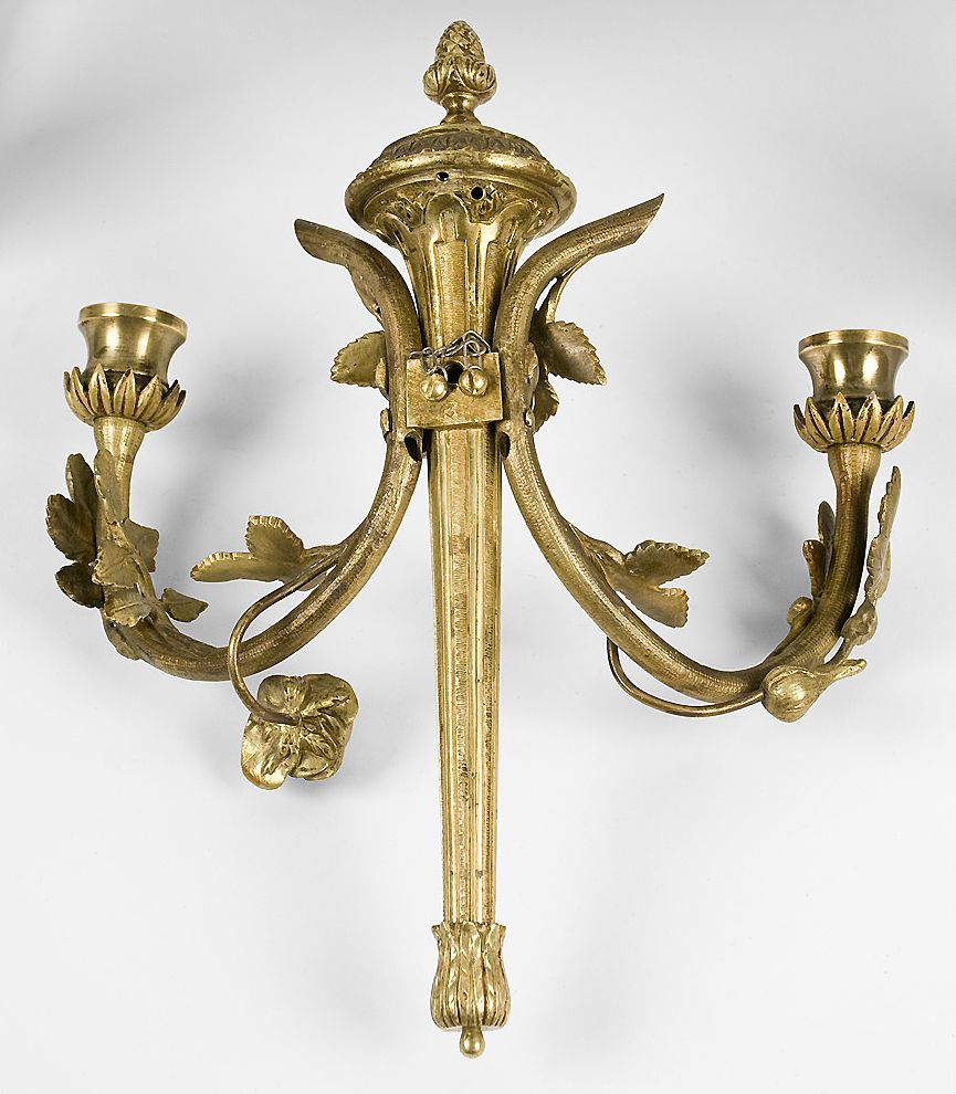 Pair of 19th C. French Empire 2-Arm Wall Appliques or Sconces Pair of 19th C. French Empire 2-Arm Wall Appliques or Sconces