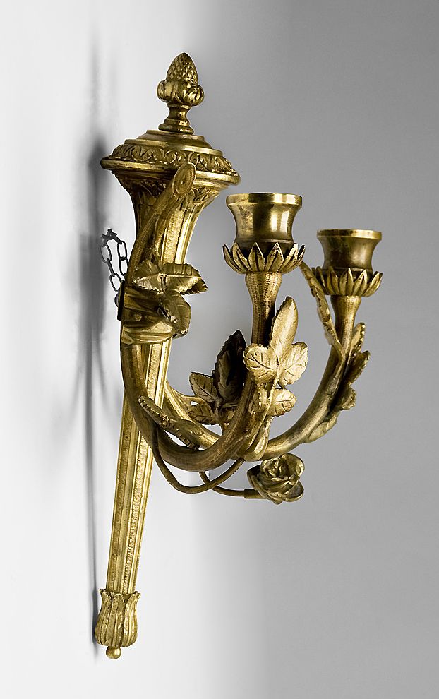 Pair of 19th C. French Empire 2-Arm Wall Appliques or Sconces Pair of 19th C. French Empire 2-Arm Wall Appliques or Sconces