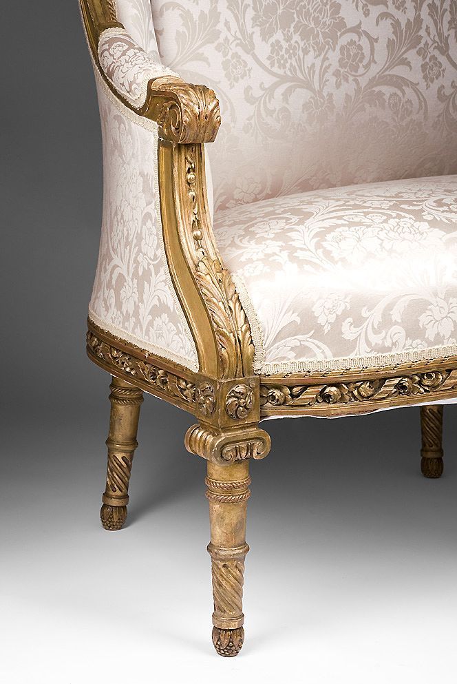 18th C. Carved Giltwood Louis XVI Canape a Confidents or Sofa 18th C. Carved Giltwood Louis XVI Canape a Confidents or Sofa