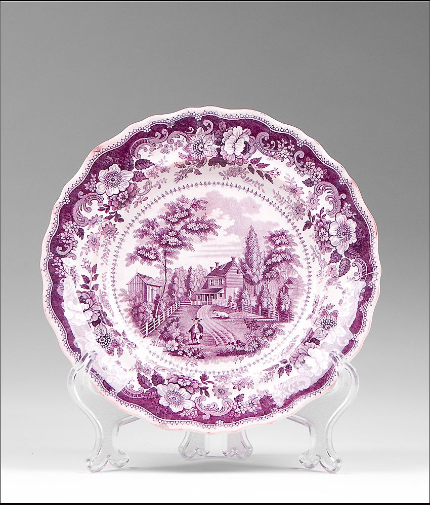 Pr. Of American Historical Staffordshire Purple Transferware Plates by Joseph Heath & Co., 1835 Pr. Of American Historical Staffordshire Purple Transferware Plates by Joseph Heath & Co., 1835