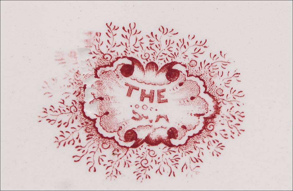 William Adams & Sons Historical Transferware Mulberry Red Plate, The Sea William Adams & Sons Historical Transferware Mulberry Red Plate, The Sea