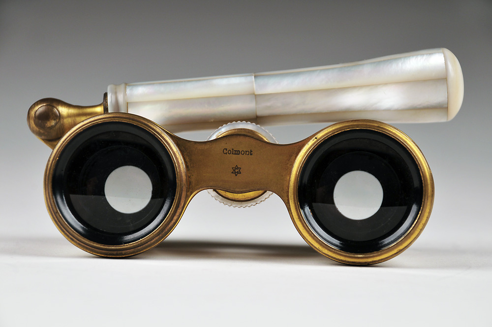 19th C. French Abalone Shell Opera Glasses by Colmont With Lorgnette Handle 19th C. French Abalone Shell Opera Glasses by Colmont With Lorgnette Handle