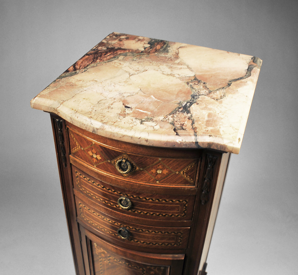 Pair of Louis XVI Style Marquetry Stacked Commodes or Semainiers Pair of Louis XVI Style Marquetry Stacked Commodes or Semainiers