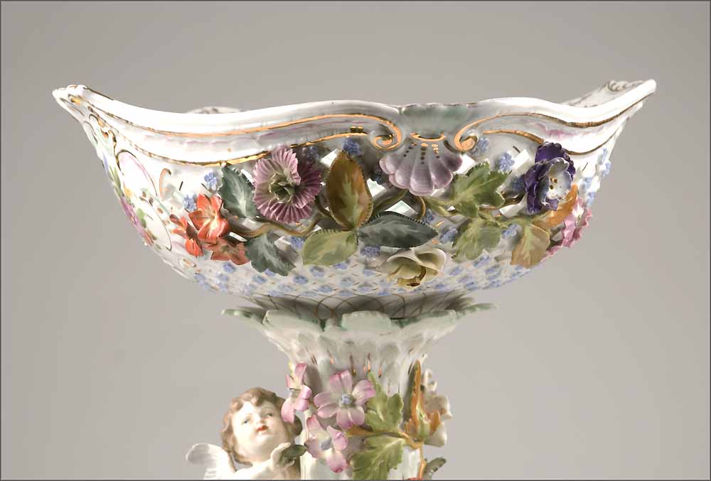 Carl Thieme Dresden Figural Porcelain Compote Carl Thieme Dresden Figural Porcelain Compote