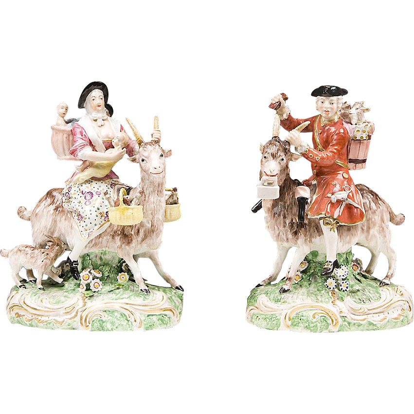 19th Century Pair of English Figurines, Bruhl's Tailor And His Wife 19th Century Pair of English Figurines, Bruhl's Tailor And His Wife