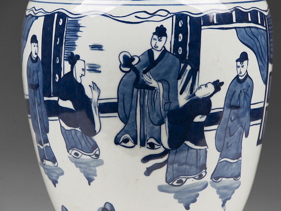 Blue & White Chinese Canton Porcelain Vase Blue & White Chinese Canton Porcelain Vase