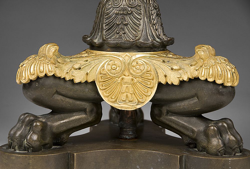 19th C. French Empire Six Light Bronze And Patinated Candelabras 19th C. French Empire Six Light Bronze And Patinated Candelabras