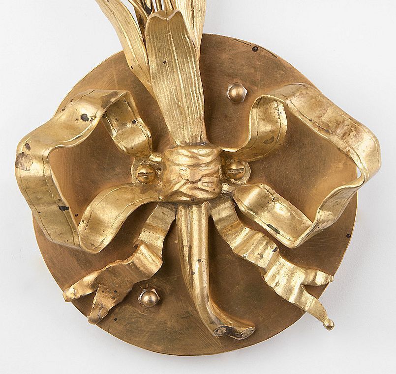 French 19th C. Bronze Floral Form Sconces With Porcelain Flowers French 19th C. Bronze Floral Form Sconces With Porcelain Flowers