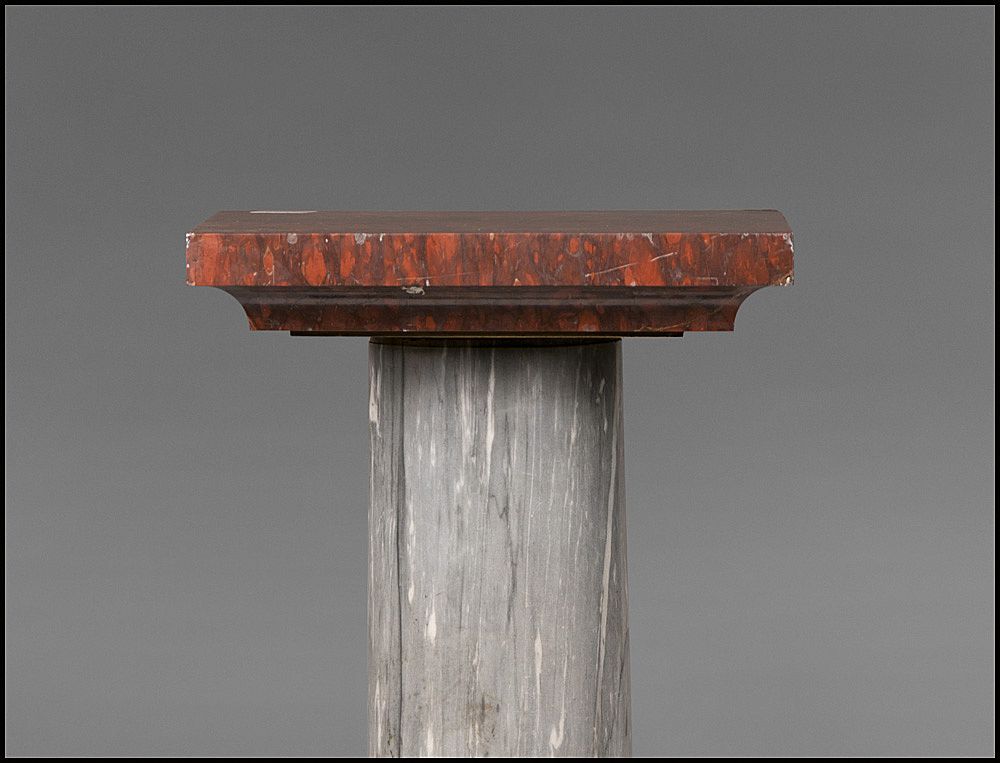 19th C. Empire Gray and Porphyry Marble Pedestal With Bronze Mounts 19th C. Empire Gray and Porphyry Marble Pedestal With Bronze Mounts