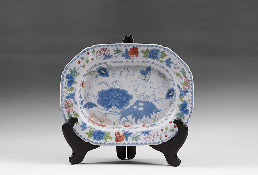 Masons India Grasshopper Blue With Color Ironstone Platter Masons India Grasshopper Blue With Color Ironstone Platter