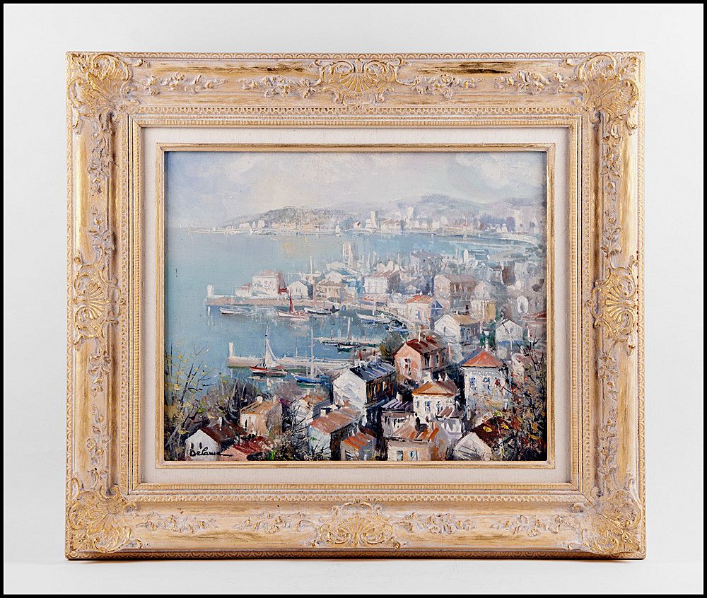 Lucien Delarue Oil On Canvas, Port de Nice Lucien Delarue Oil On Canvas, Port de Nice