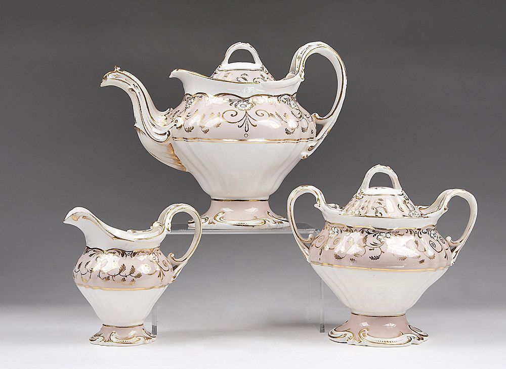 Spode 19th Century 33 Pc. English Neo Rococo Hand Painted Dessert Set Spode 19th Century 33 Pc. English Neo Rococo Hand Painted Dessert Set