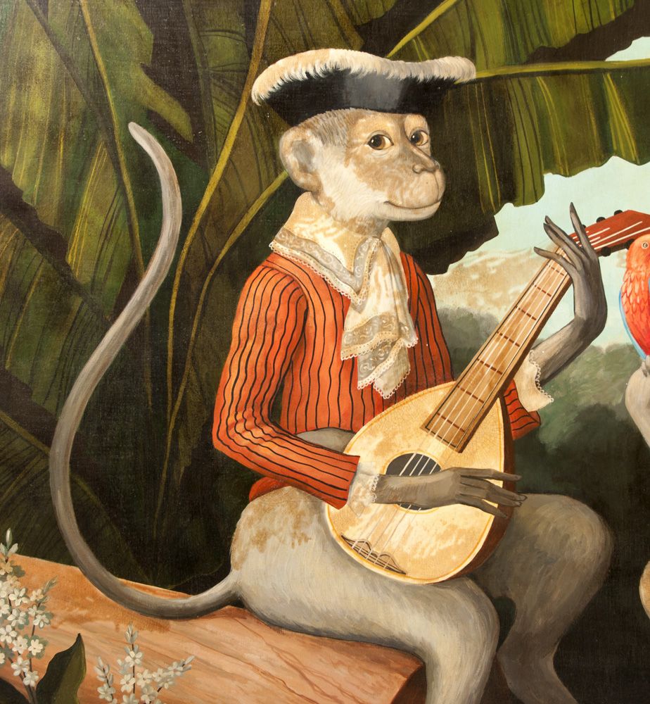 William Skilling Painting On Canvas of Monkeys William Skilling Painting On Canvas of Monkeys