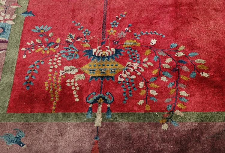 1920 Art Deco Chinese Rug, Size 11.5 x 8.9 1920 Art Deco Chinese Rug, Size 11.5 x 8.9