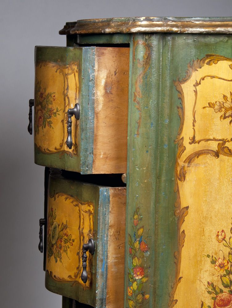 Venetian Lacca Povera Chiffonier or Tall Chest of Drawers Venetian Lacca Povera Chiffonier or Tall Chest of Drawers