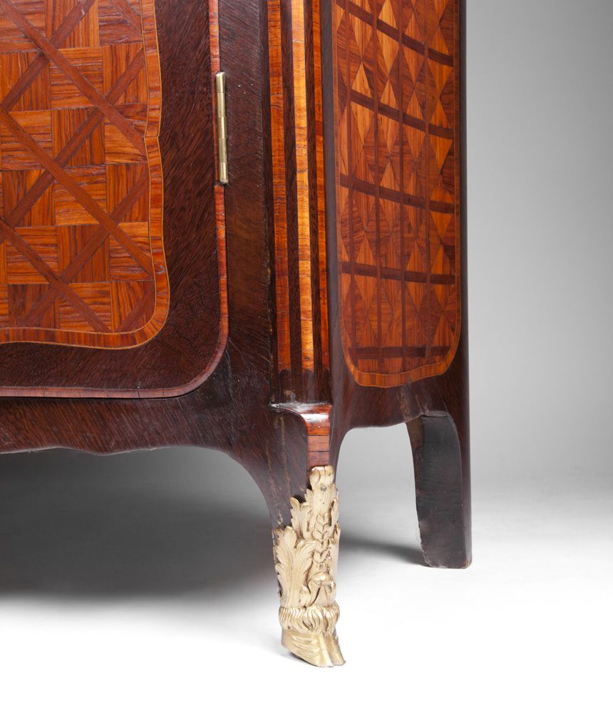 Late 19th C. Louis XV Kingwood Parquetry Bibliotheque or Bookcase Late 19th C. Louis XV Kingwood Parquetry Bibliotheque or Bookcase