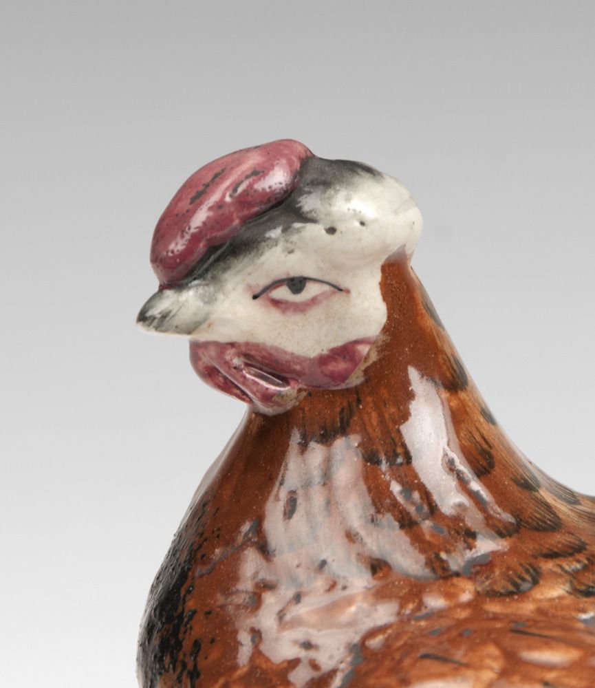 Late 19th C. Staffordshire Hen on Basket Weave Nest Late 19th C. Staffordshire Hen on Basket Weave Nest