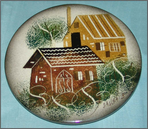 Sascha Brastoff Rooftops Covered Dish California Pottery Sascha Brastoff Rooftops Covered Dish California Pottery