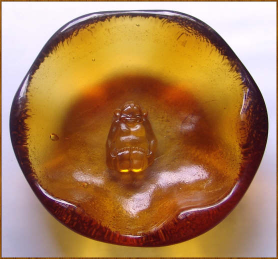 Mid-Century Modern Art Glass Bowl with Billiken in Center Mid-Century Modern Art Glass Bowl with Billiken in Center