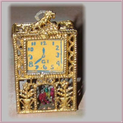 Antique Miniature Metal Filigree Clock for the Doll House Antique Miniature Metal Filigree Clock for the Doll House