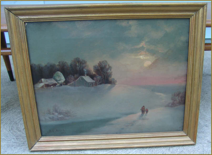 Winter Sunshine Oil on Canvas by H.E. Miller 1891 Winter Sunshine Oil on Canvas by H.E. Miller 1891