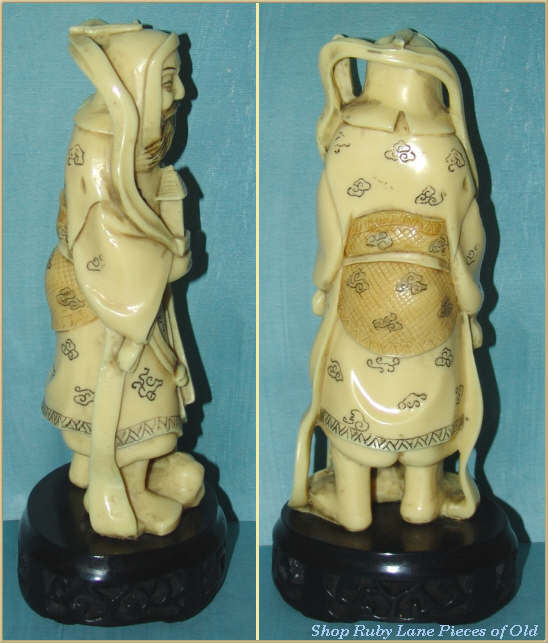 Japanese Faux Ivory Figurine Bishamon, God of War and Prosperity Japanese Faux Ivory Figurine Bishamon, God of War and Prosperity
