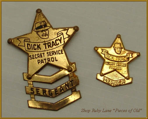 Dick Tracy Sergeant Service Patrol and Member Badges c.1938 Dick Tracy Sergeant Service Patrol and Member Badges c.1938