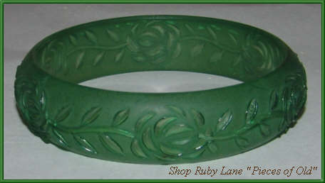 Lime Green Frosted Lucite Bangle Bracelet with Cut Floral Motif Lime Green Frosted Lucite Bangle Bracelet with Cut Floral Motif