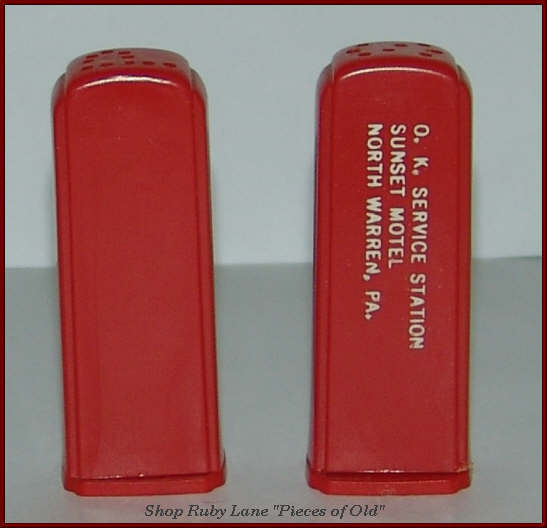 1950's Red Plastic Gas Station Salt & Pepper Shakers Mobilgas 1950's Red Plastic Gas Station Salt & Pepper Shakers Mobilgas