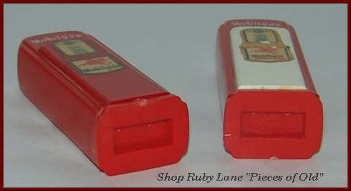 1950's Red Plastic Gas Station Salt & Pepper Shakers Mobilgas 1950's Red Plastic Gas Station Salt & Pepper Shakers Mobilgas