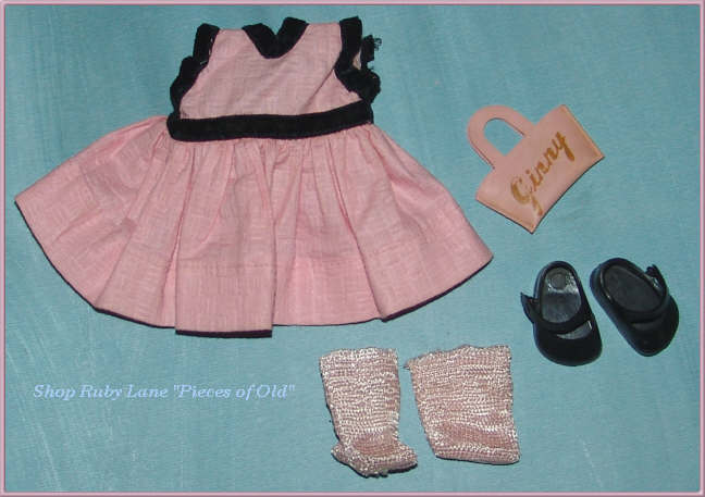 Vintage Ginny Dress #6034 Pink with black trim, Merry Moppets series Vintage Ginny Dress #6034 Pink with black trim, Merry Moppets series