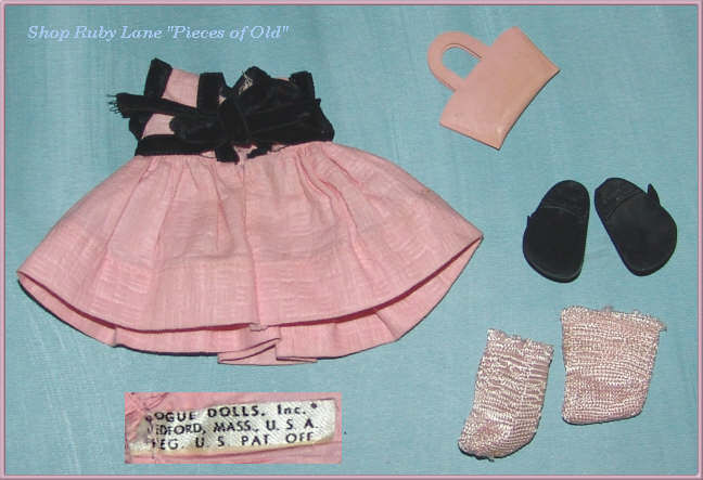 Vintage Ginny Dress #6034 Pink with black trim, Merry Moppets series Vintage Ginny Dress #6034 Pink with black trim, Merry Moppets series